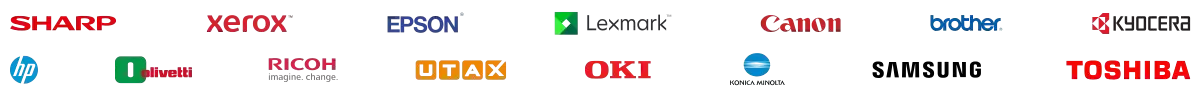 Our Brands and Partners - Sharp Xerox Epson Lexmark Canon Konica Minolta HP OKI Kyocera Ricoh Brother Toshiba